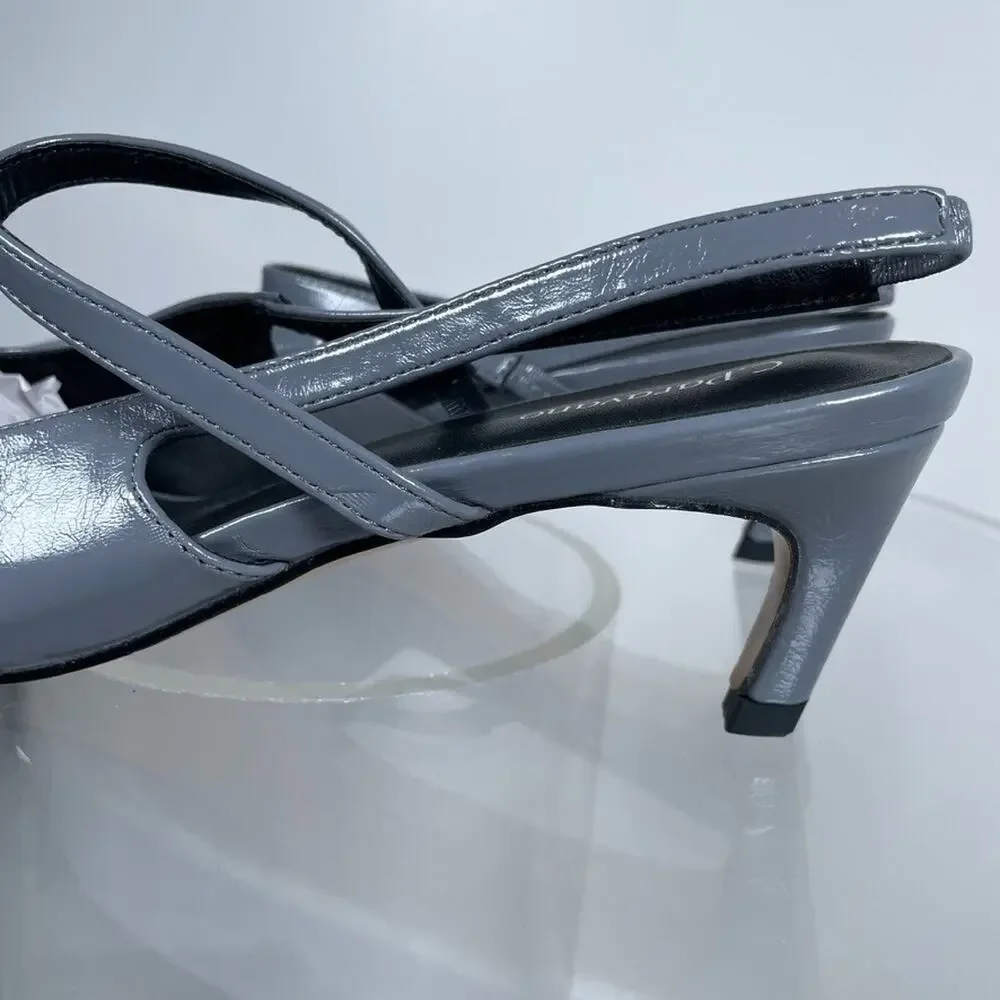C. Paravano Heels 41 US 10 HELEN Pointed Toe Kitten Heel Gray Leather Business